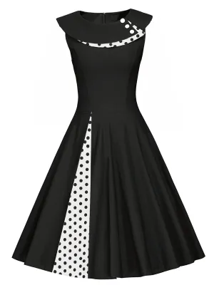 1950s Polka Dot Patchwork Swing Dress