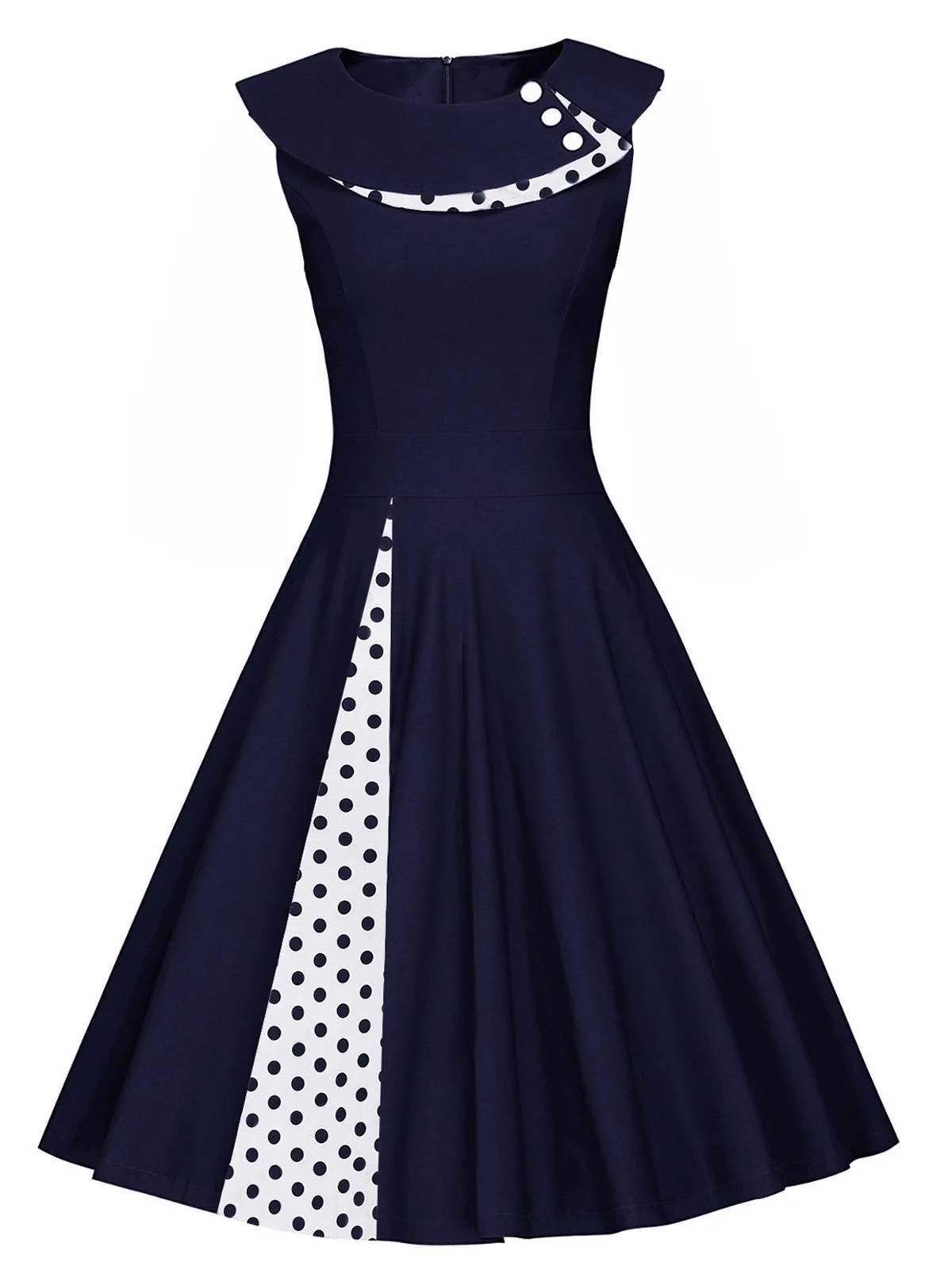1950s Polka Dot Patchwork Swing Dress