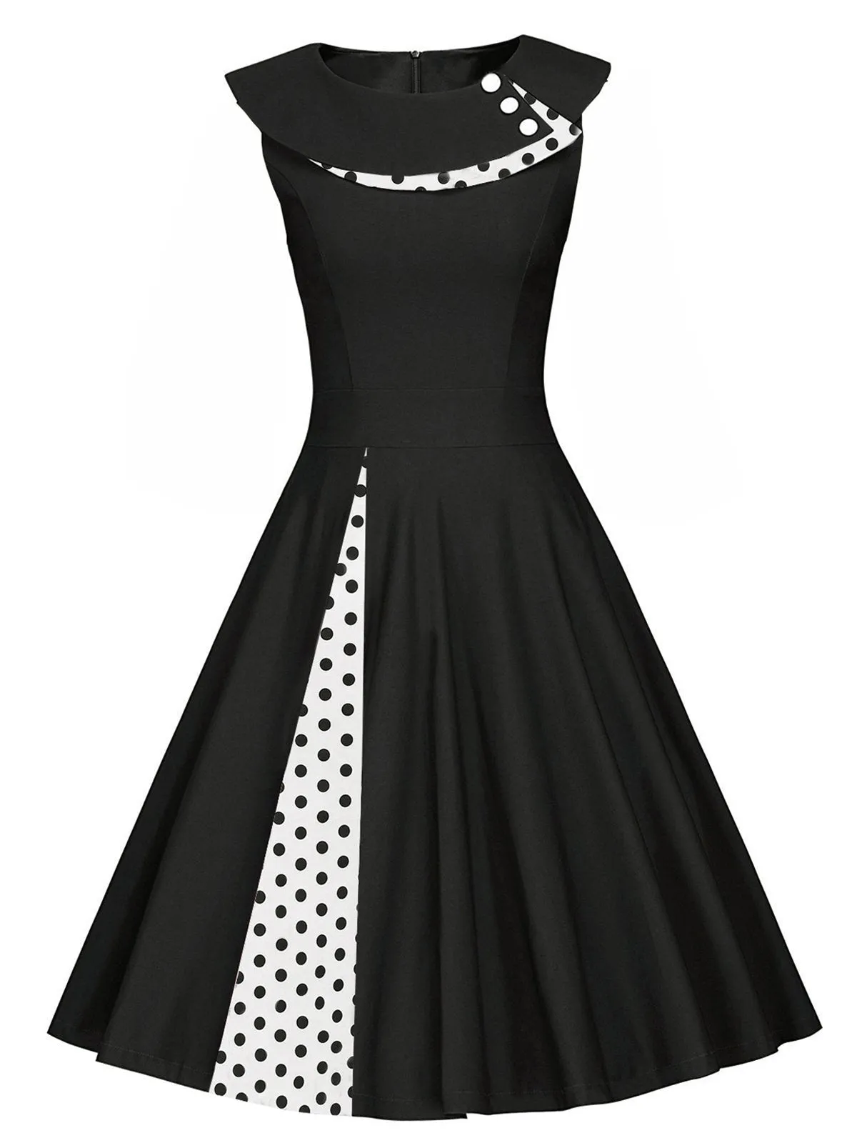 1950s Polka Dot Patchwork Swing Dress