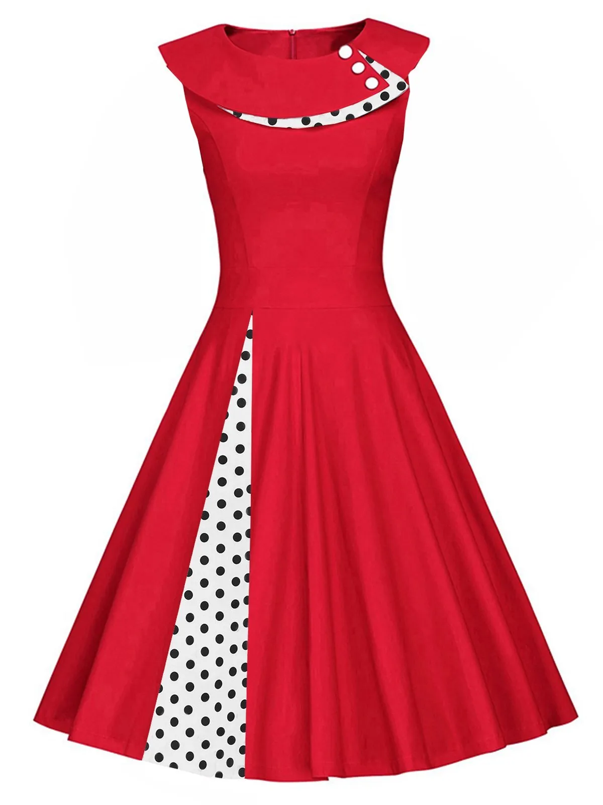 1950s Polka Dot Patchwork Swing Dress
