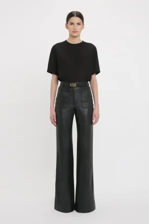 Alina High Waisted Trouser In Soft Black Leather