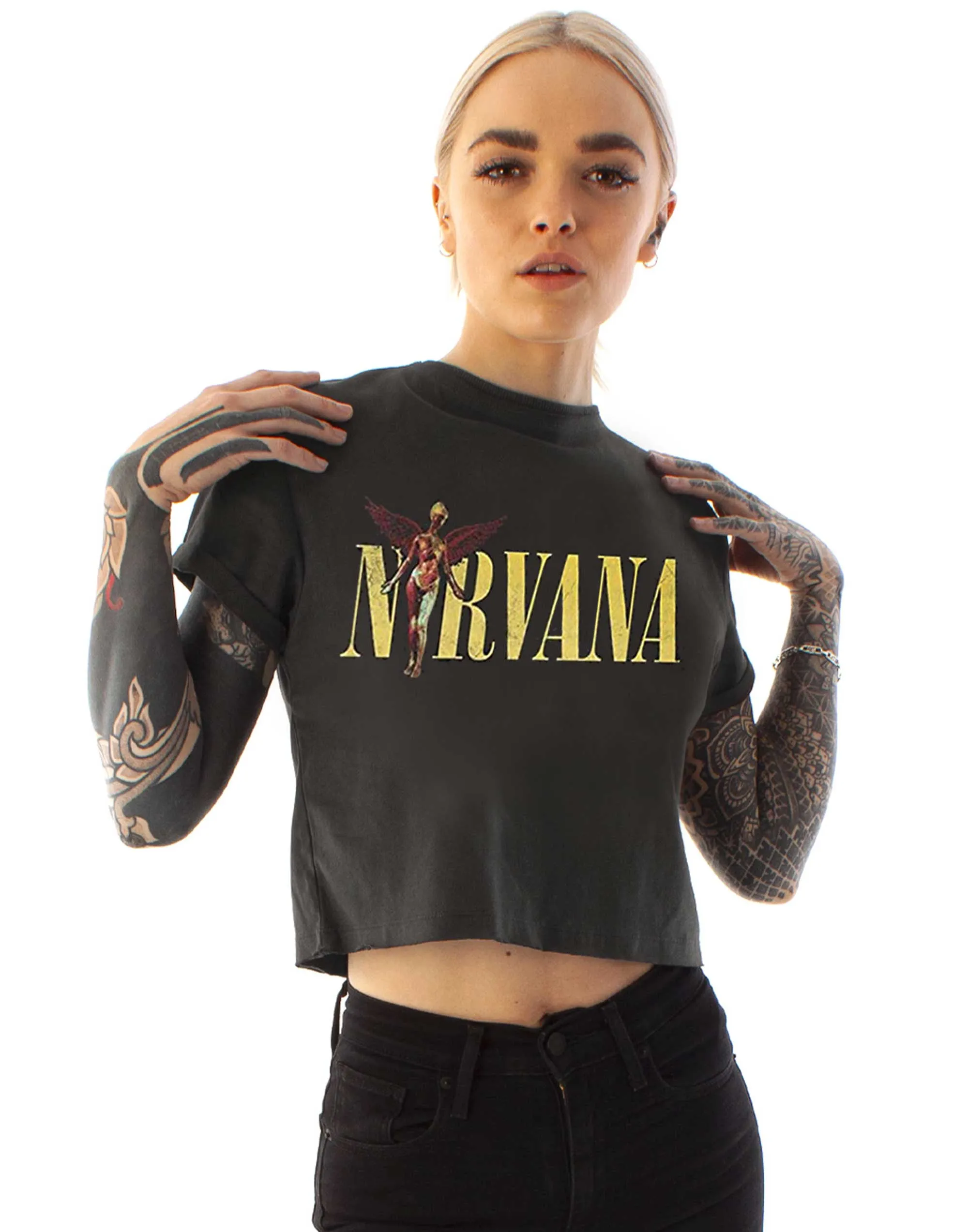 Amplified Nirvana In Utero Womens Cropped T-Shirt