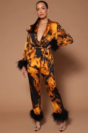 Anna Feather Trim Pant - Black/Gold