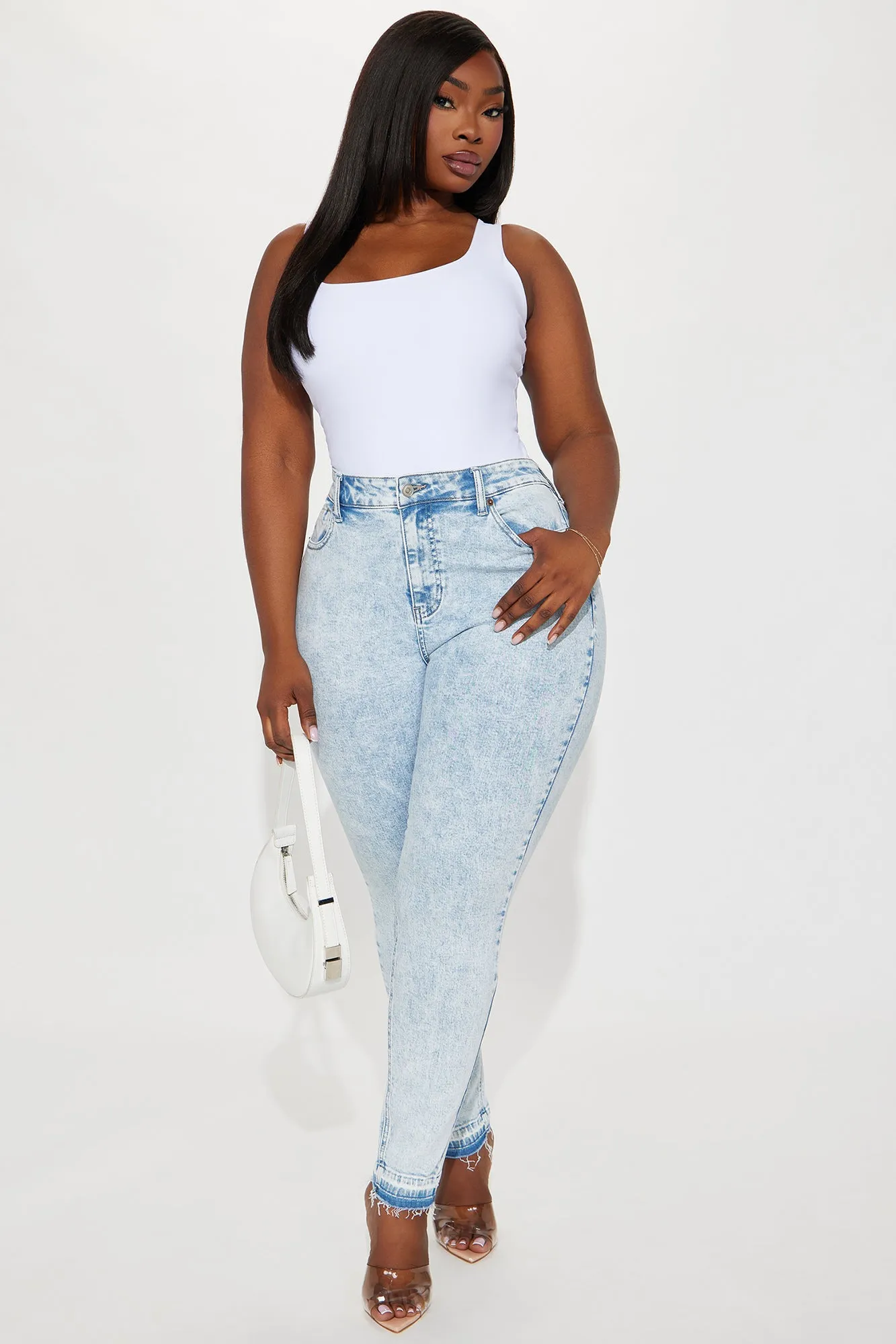Applying Pressure Stretch Skinny Jeans - Light Wash