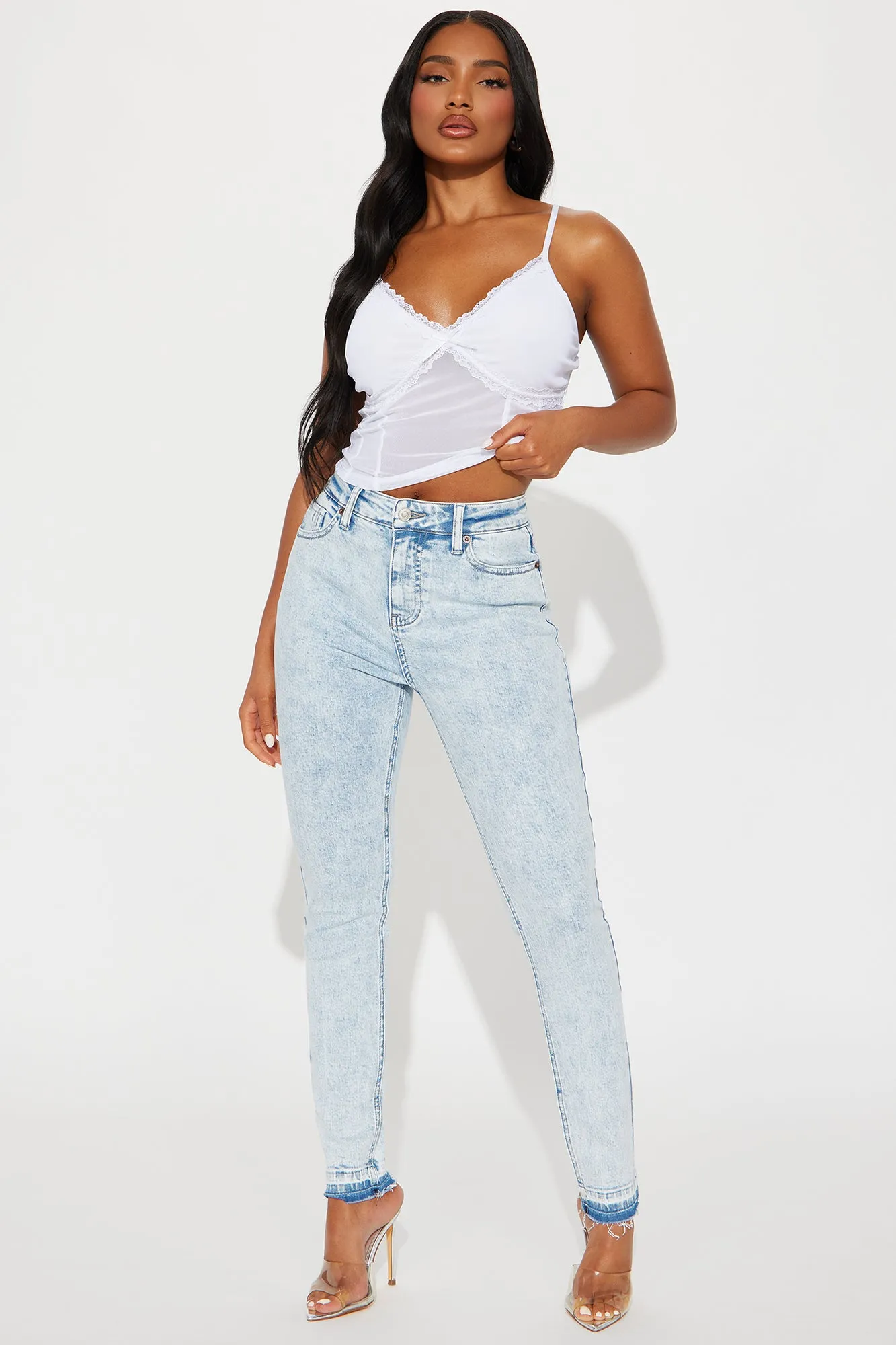 Applying Pressure Stretch Skinny Jeans - Light Wash