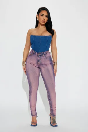 Believe Me Tinted Stretch Skinny Jeans - Pink