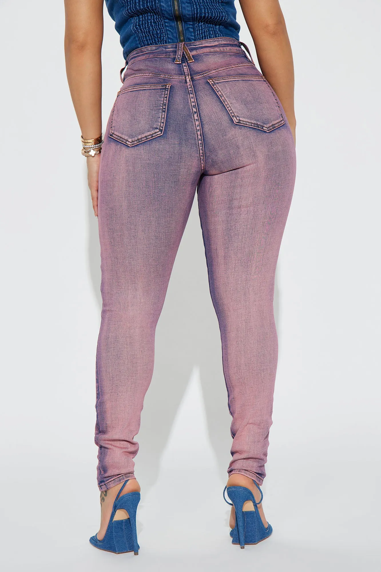 Believe Me Tinted Stretch Skinny Jeans - Pink