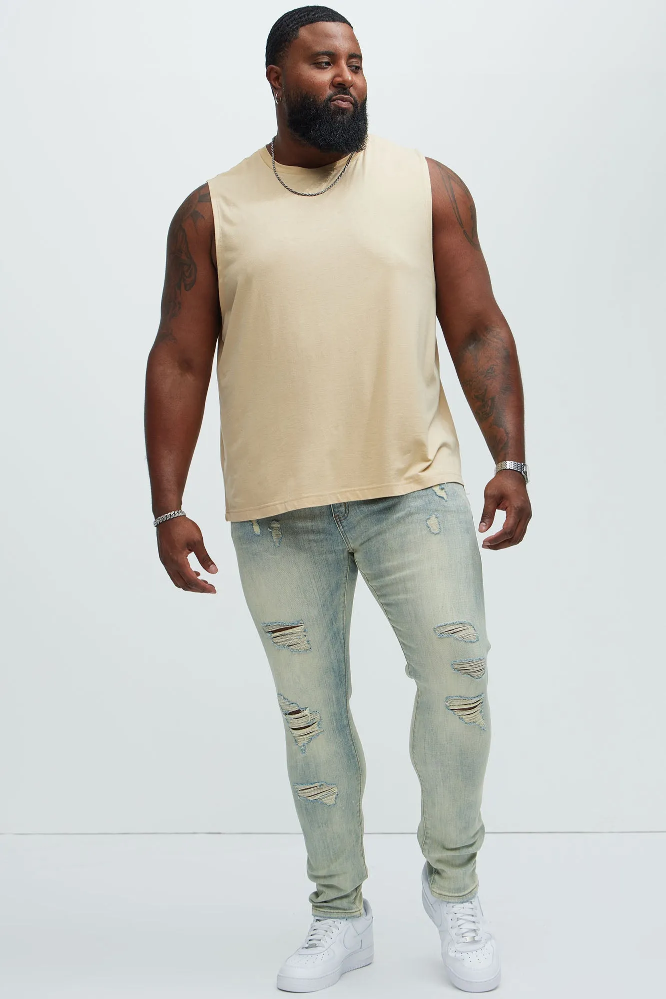 Bet On It Ripped And Repair Skinny Jeans - Medium Wash