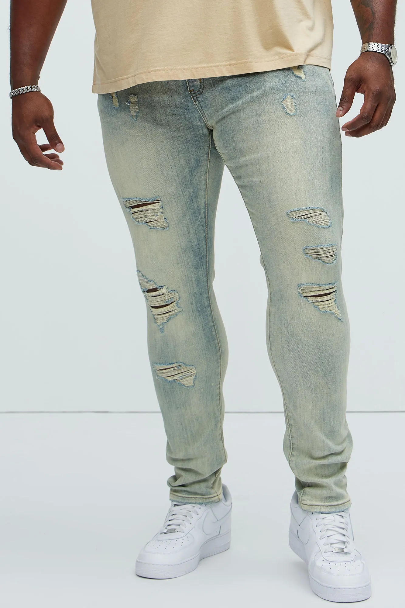 Bet On It Ripped And Repair Skinny Jeans - Medium Wash