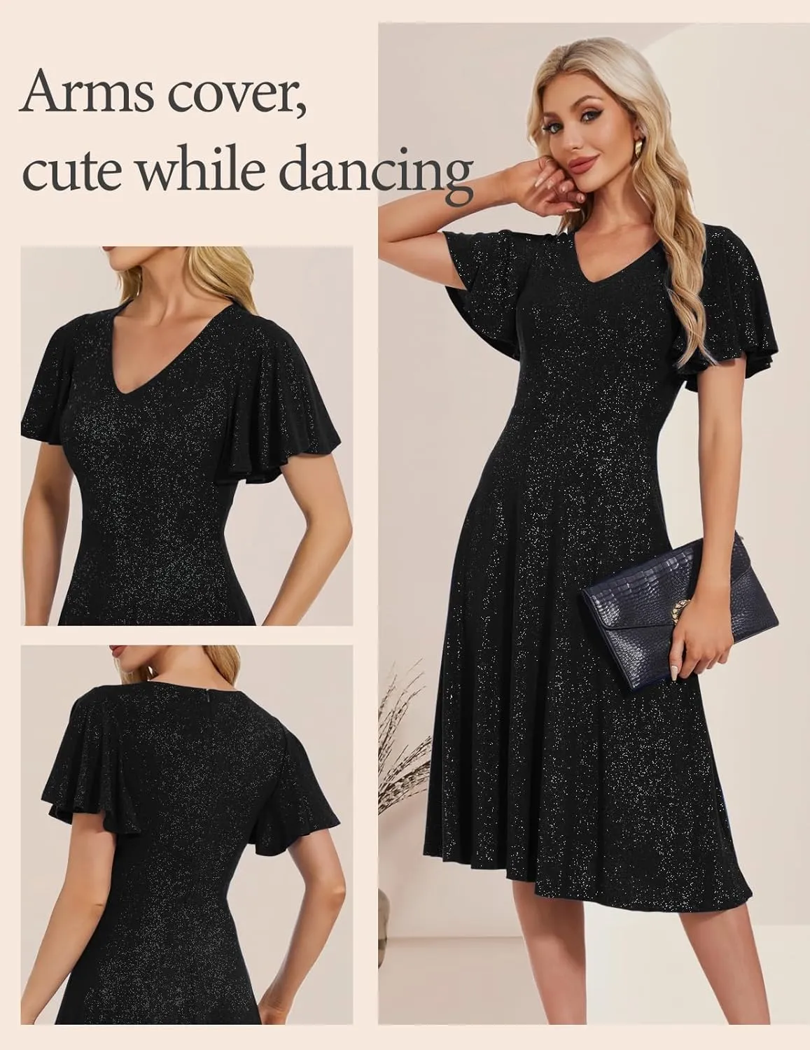 Bridesmay Women's Formal Cocktail Wedding Guest Dress for Women 2025 Short Sleeve Fit and Flare Tea Party Dresses
