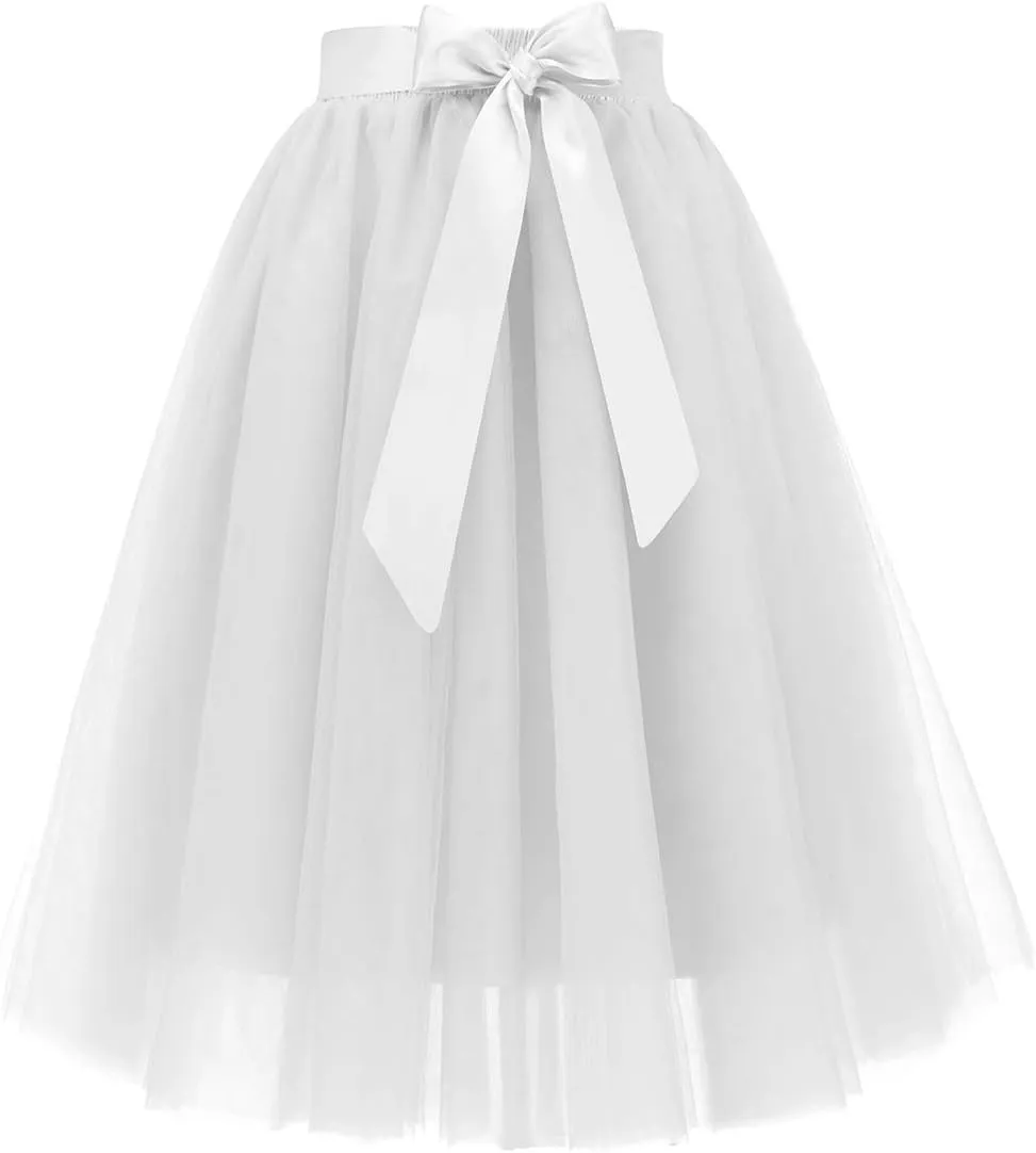 Bridesmay Women's Tulle Skirt Knee Length 6-Layered Wedding Party Homecoming Prom Dress