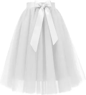 Bridesmay Women's Tulle Skirt Knee Length 6-Layered Wedding Party Homecoming Prom Dress