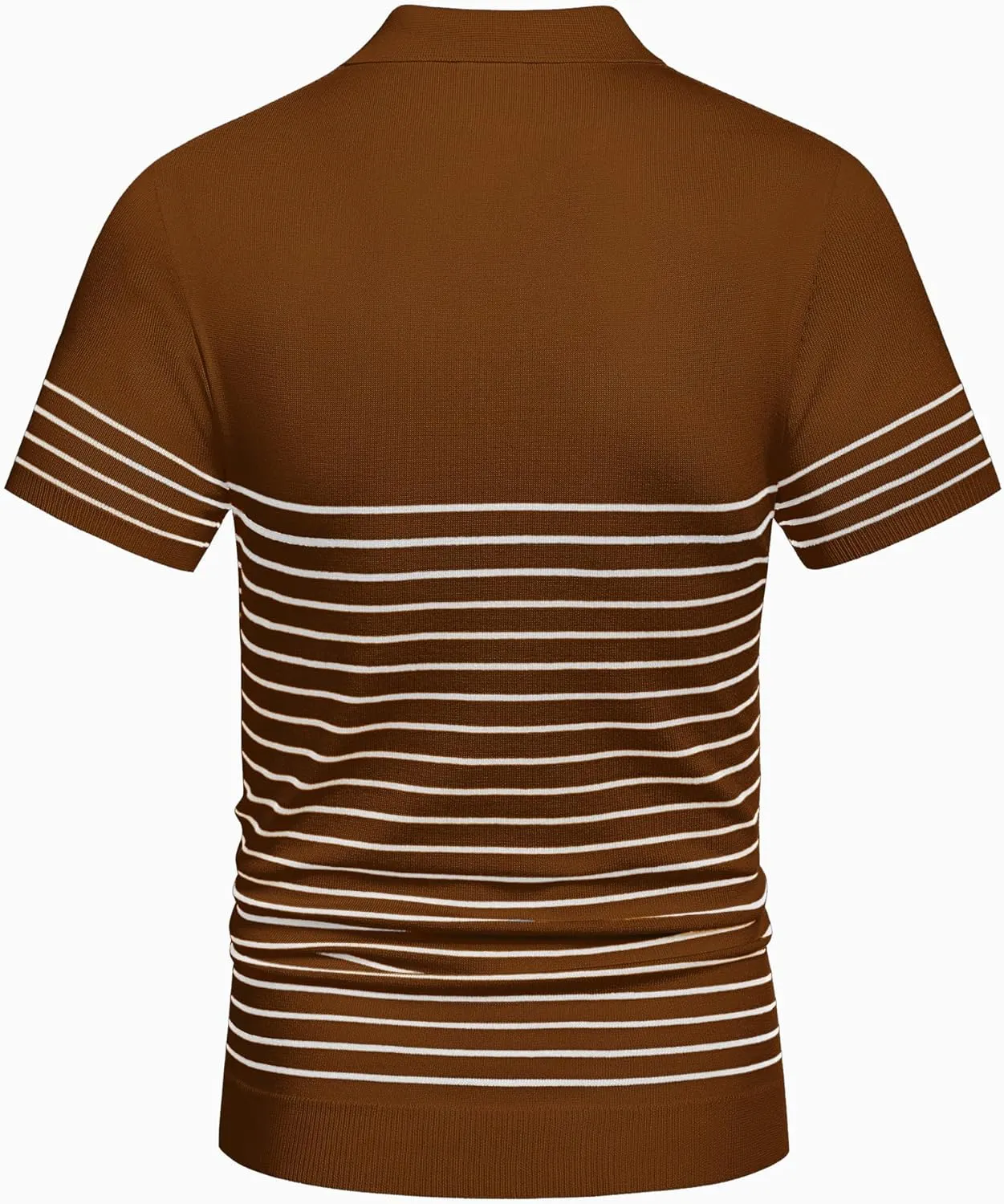 COOFANDY Men's Knit Polo Shirts Short Sleeve Striped Golf Polo Shirts Lightweight Casual Collared T Shirt