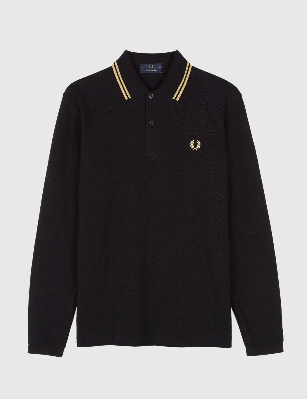 Fred Perry Twin Tipped Long Sleeve Polo Shirt - Black