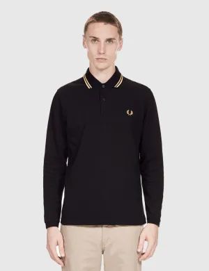 Fred Perry Twin Tipped Long Sleeve Polo Shirt - Black
