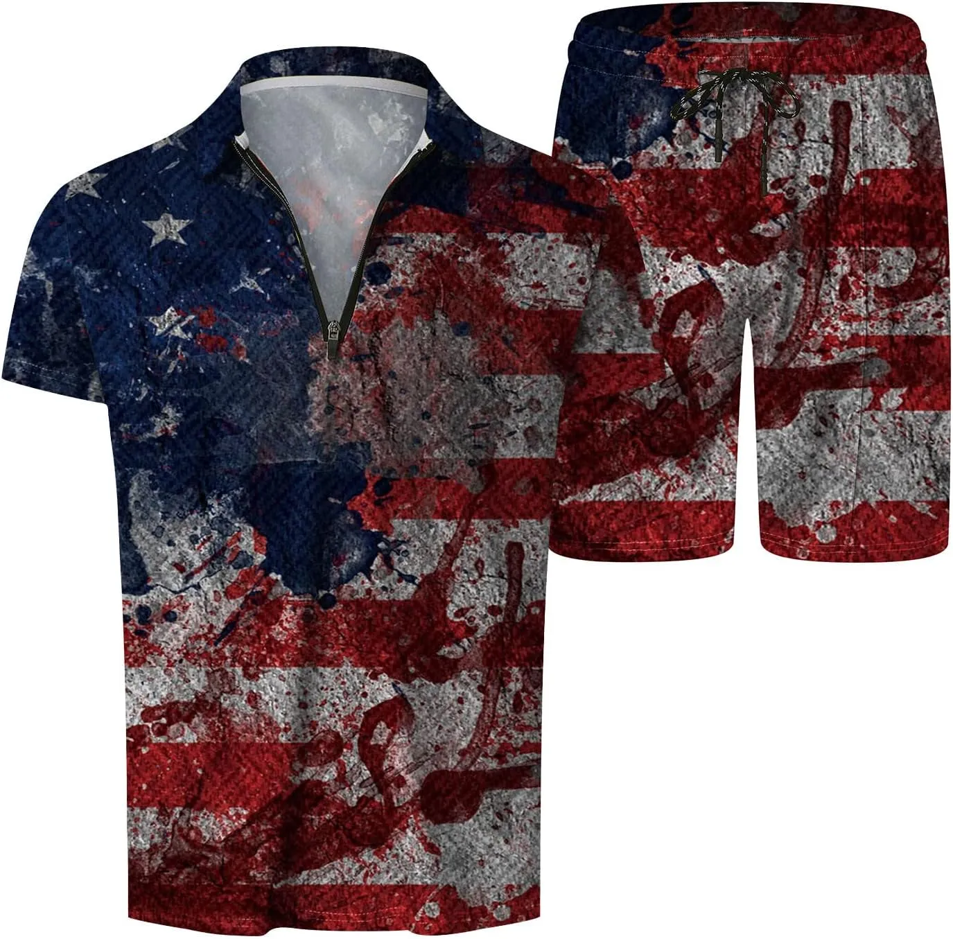 LCMTWX Polo Shirts for Men American Patriotic Flag Shirt 4th of July Patriotic Polo Shirt for Men Fashion Leisure Seaside