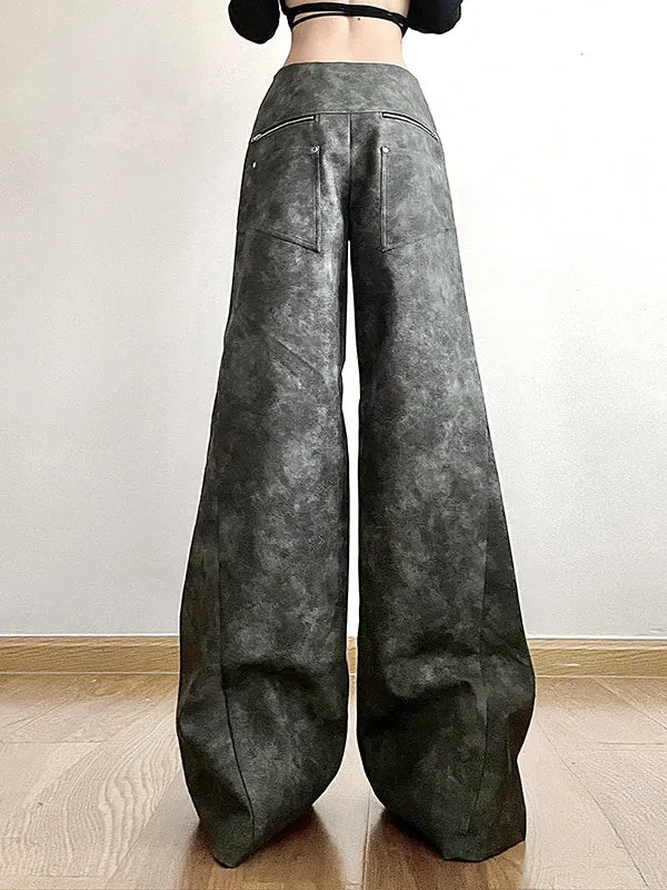 Loose Wide Leg High-Waisted Split-Joint Zipper Pants Trousers