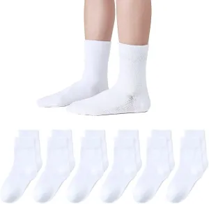 Marchare Girls Crew Socks Seamless Kids Socks Cotton School Socks White Black Grey Navy 6 Pack
