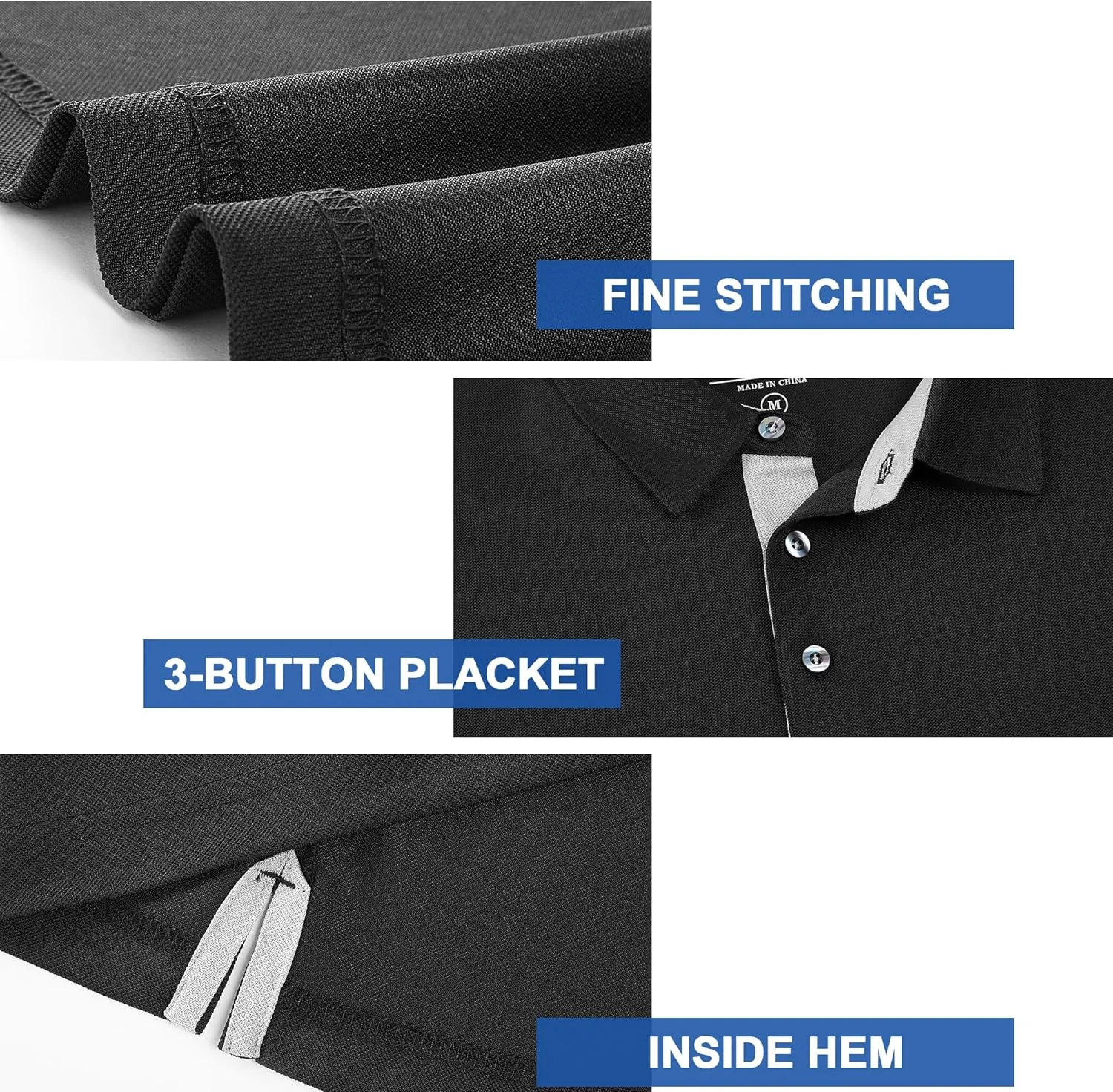 Mens Golf Shirt Short Sleeve Moisture Wicking Dry Fit Performance Solid Casual Pique Collared Golf Polo Shirts for Men