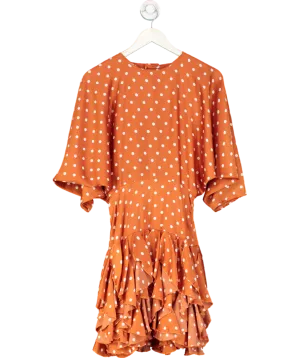 Nasty Gal Orange Rust Polka Dot Open Back Ruffle Mini Dress UK 8