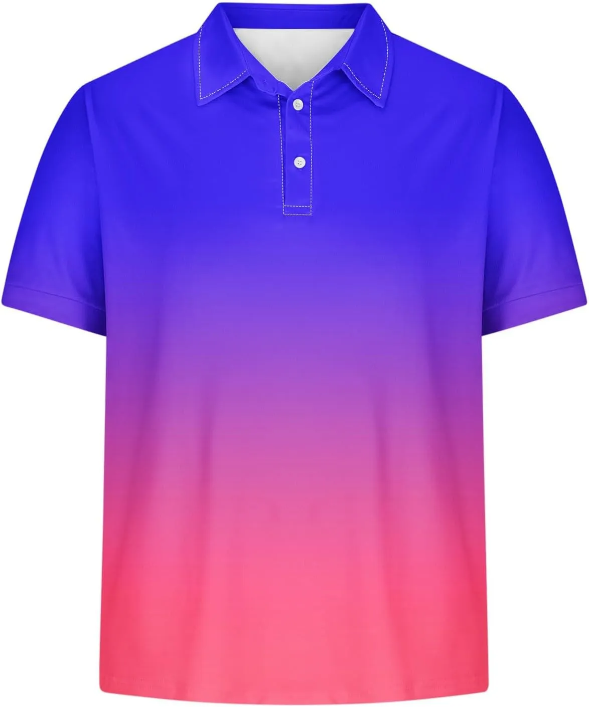 Polo Shirts for Men Short Sleeve Button Down Collar Gradient Tees Dressy Casual Business Work Tshirt Summer Golf Tops