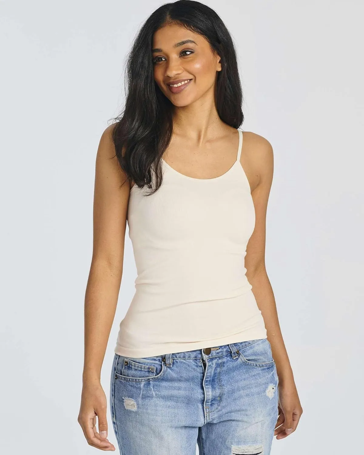 Real Essentials 5 Pack: Women's Ribbed Spaghetti Strap Camisole Seamless Tank Top