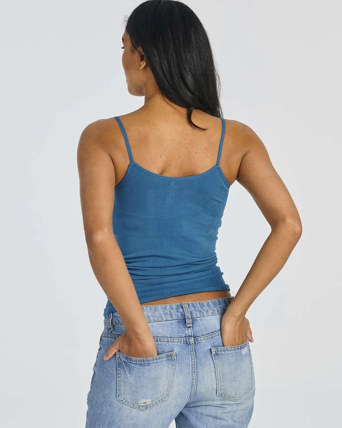 Real Essentials 5 Pack: Women's Ribbed Spaghetti Strap Camisole Seamless Tank Top