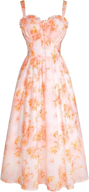 Scarlet Darkness Summer Dresses for Women 2025 Floral Corset Dress Long Milkmaid Dress
