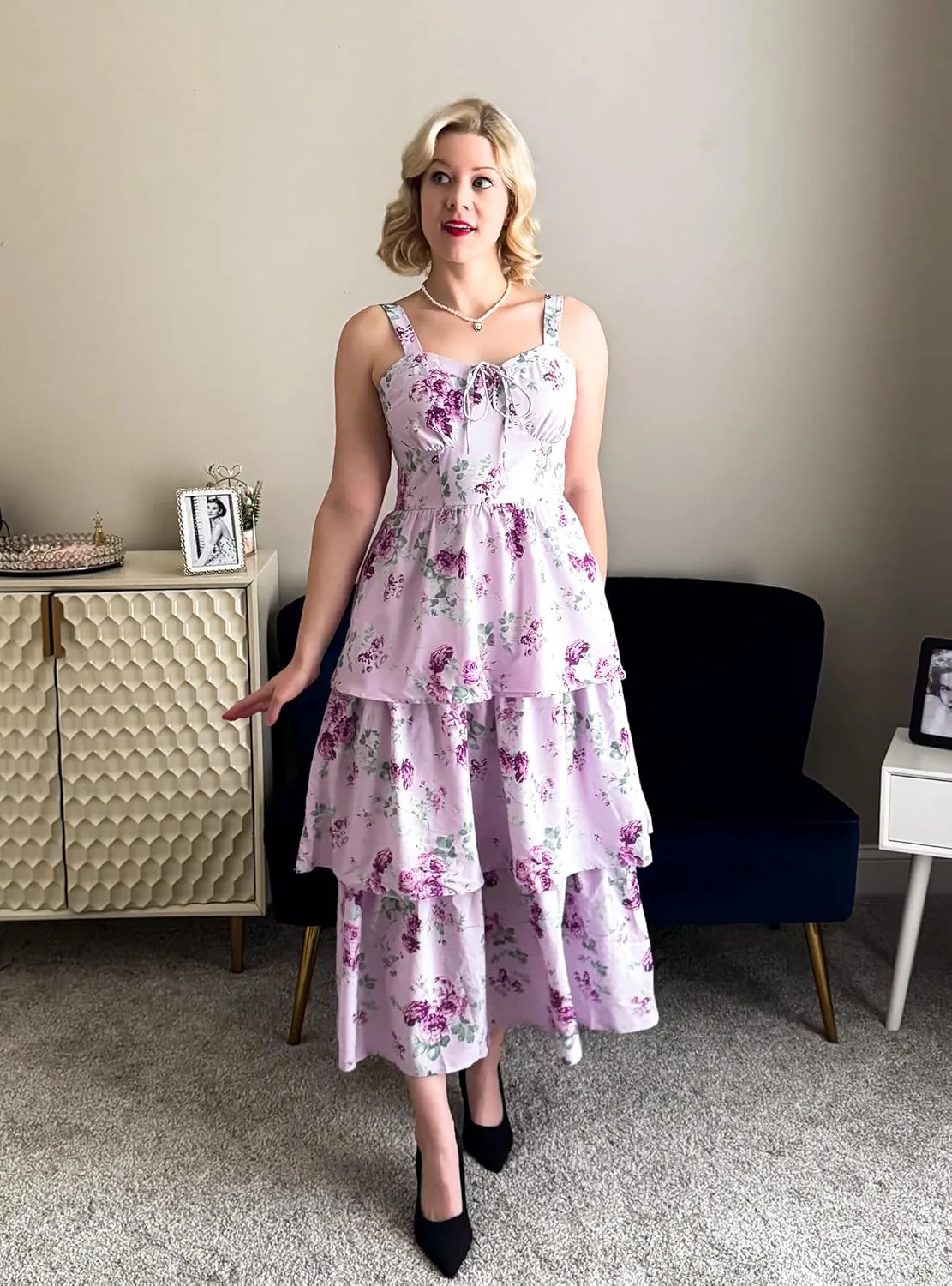 Scarlet Darkness Women's Floral Maxi Dress Summer Wedding Guest Dress Tiered Sleeveless Lace Up Corset Sundress