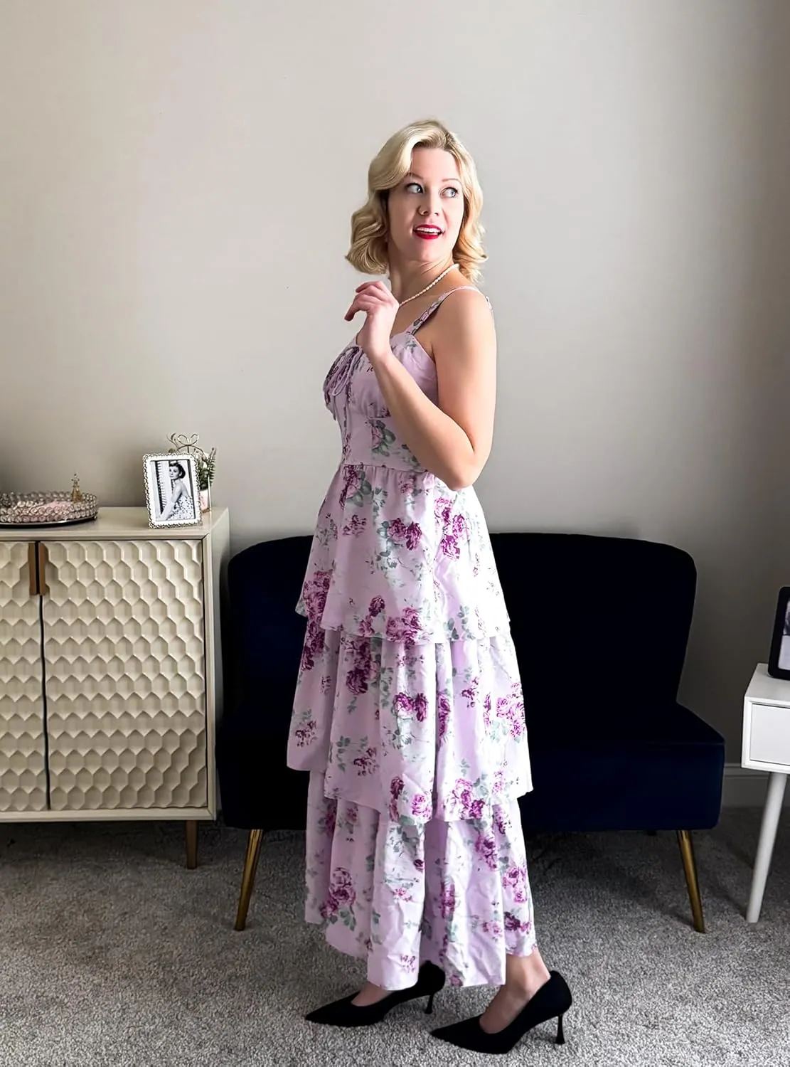 Scarlet Darkness Women's Floral Maxi Dress Summer Wedding Guest Dress Tiered Sleeveless Lace Up Corset Sundress