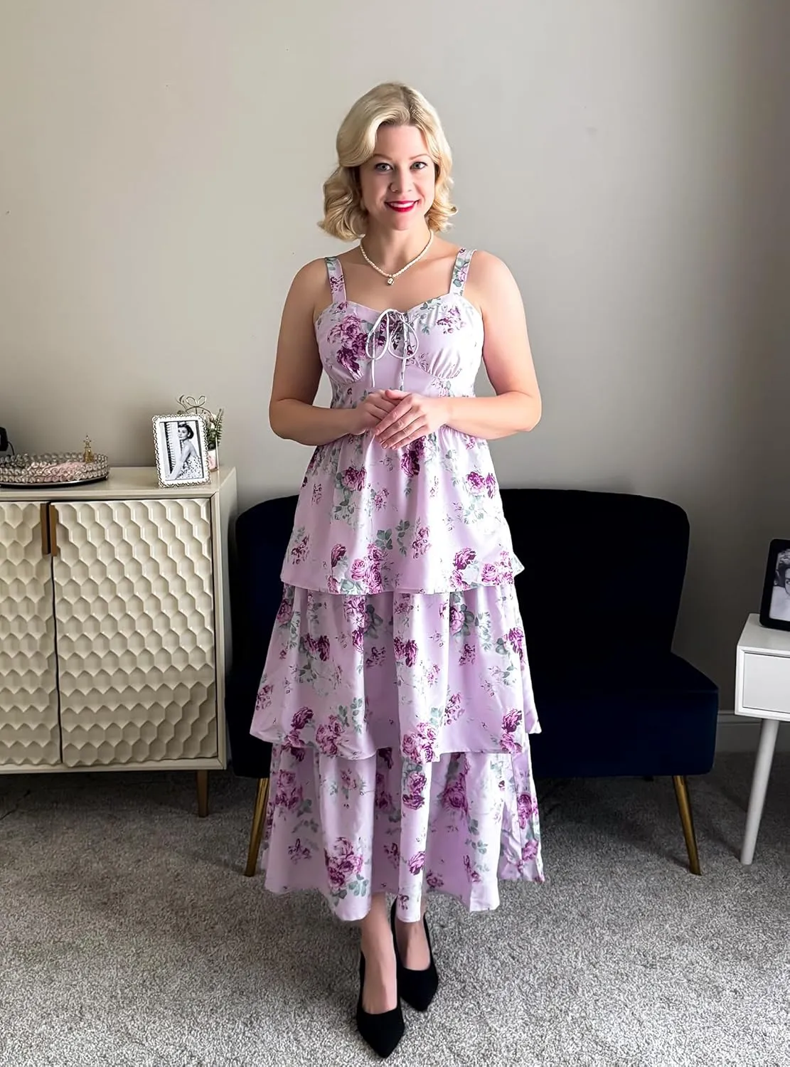 Scarlet Darkness Women's Floral Maxi Dress Summer Wedding Guest Dress Tiered Sleeveless Lace Up Corset Sundress