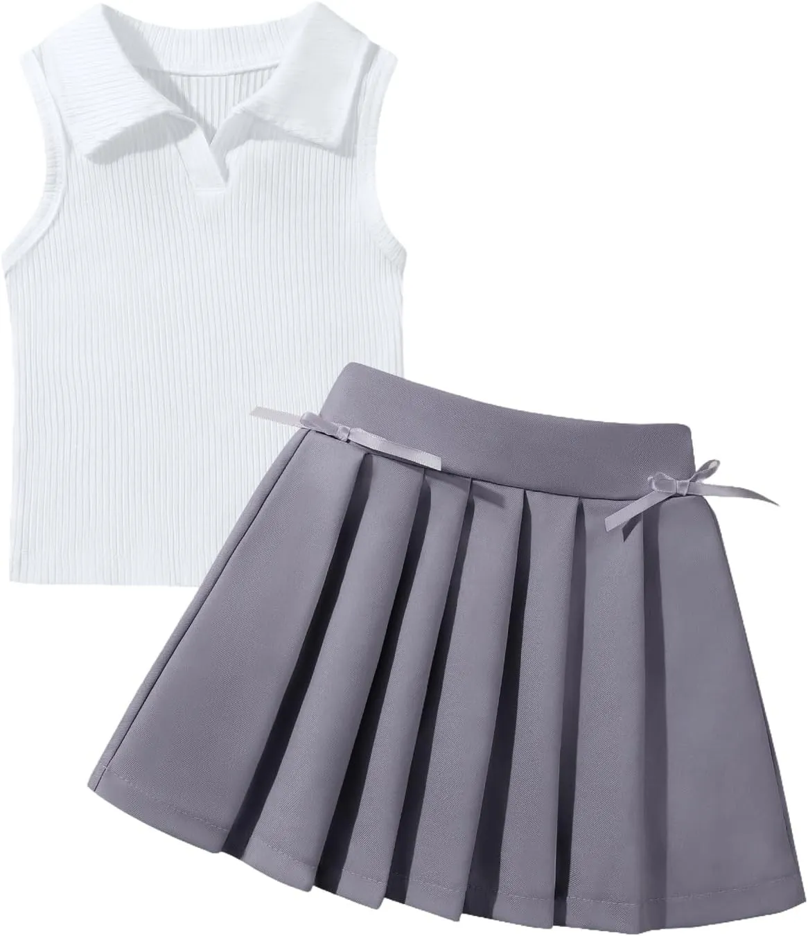 Toddler Girls Athletic Dress Golf Tennis Dress Outfit Sleeveless Golf Shirt and Tennis Skirt 2-7Y