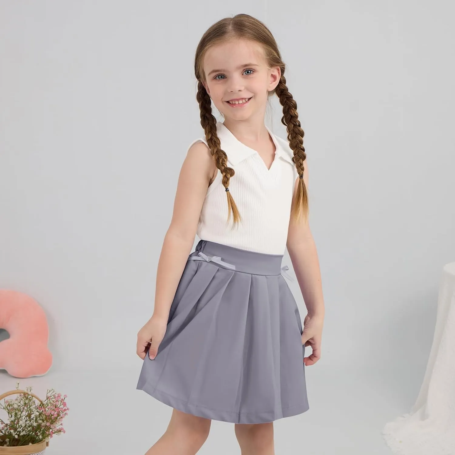 Toddler Girls Athletic Dress Golf Tennis Dress Outfit Sleeveless Golf Shirt and Tennis Skirt 2-7Y