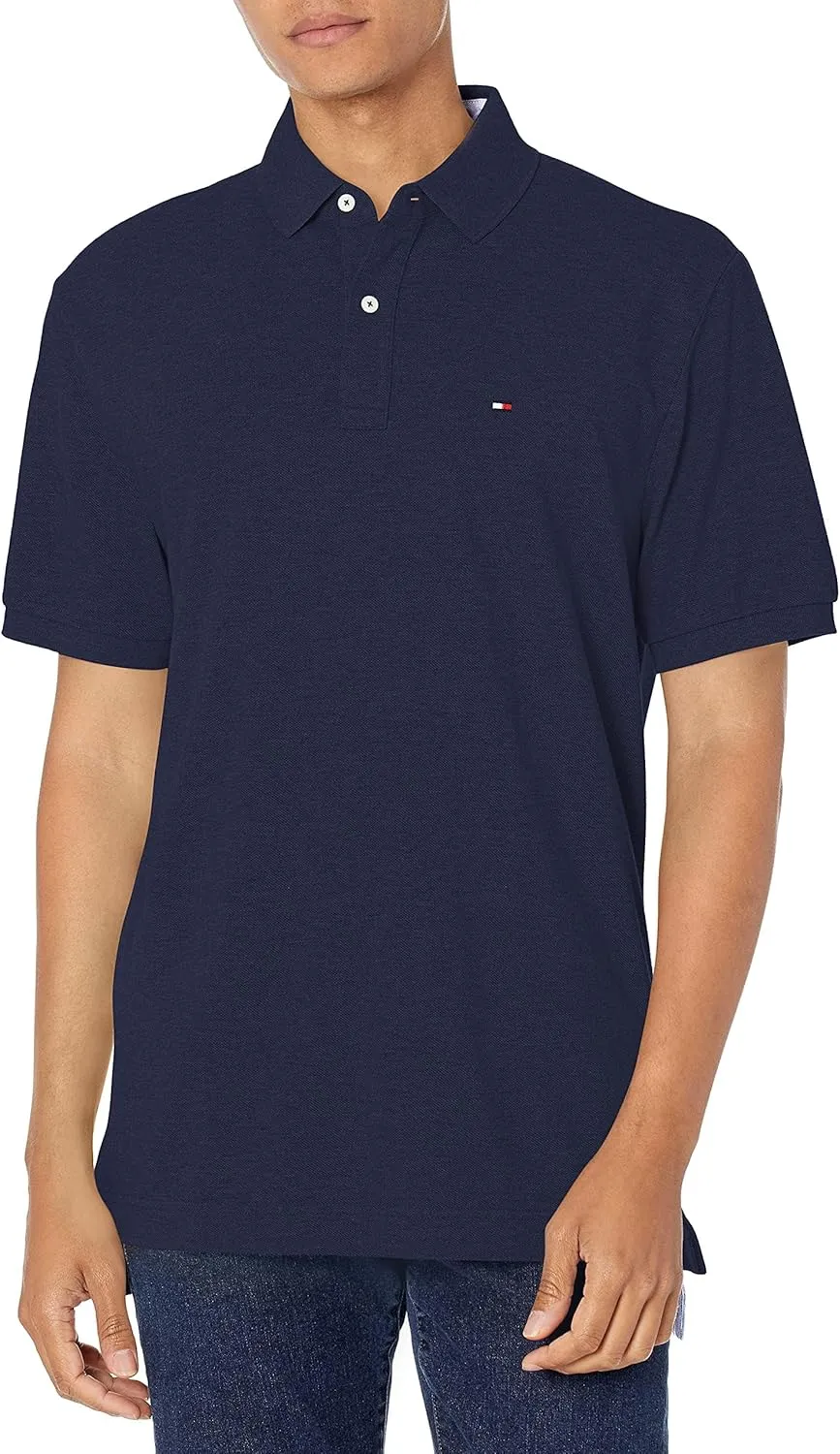 Tommy Hilfiger Men's Short Sleeve Polo Shirt in Regular Fit, Classic Navy, X-Large