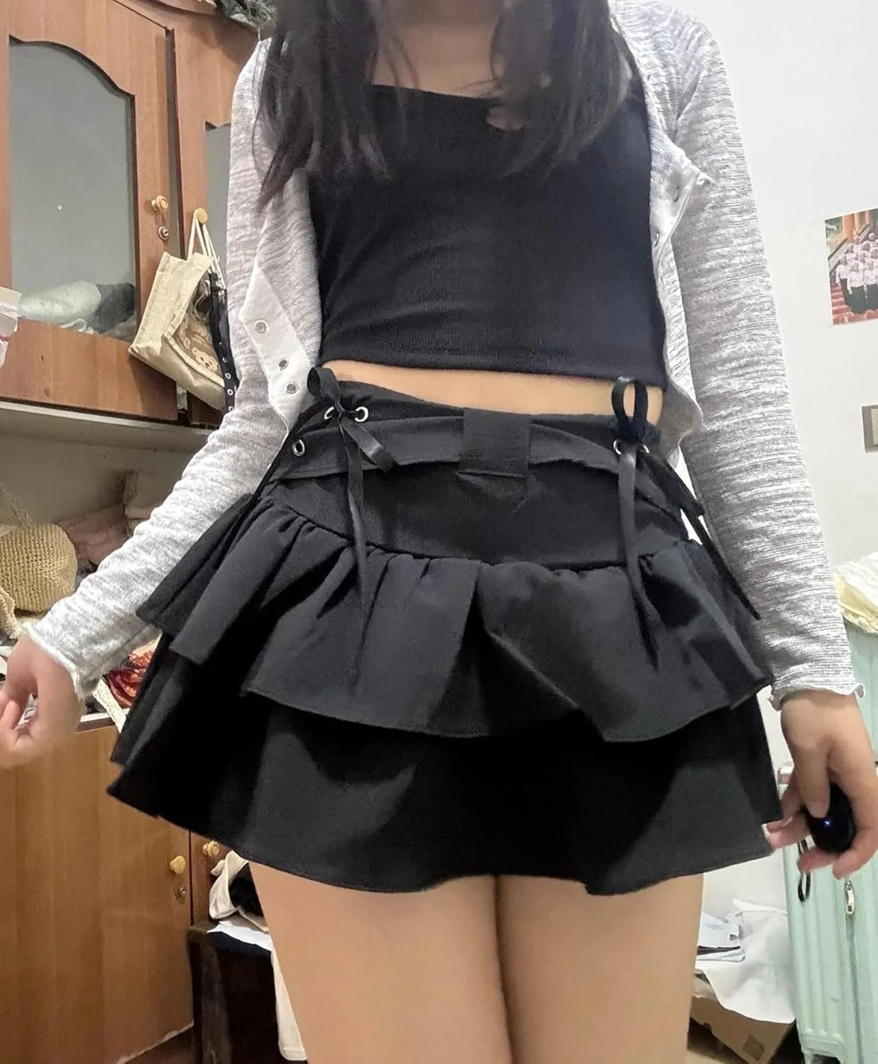 Women's Bow Cute Jean Skirt Y2k Kawaii Low Rise Denim Skirts Vintege Aesthetic Going Out Clothes