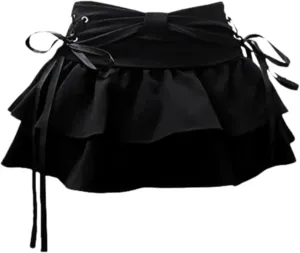 Women's Bow Cute Jean Skirt Y2k Kawaii Low Rise Denim Skirts Vintege Aesthetic Going Out Clothes