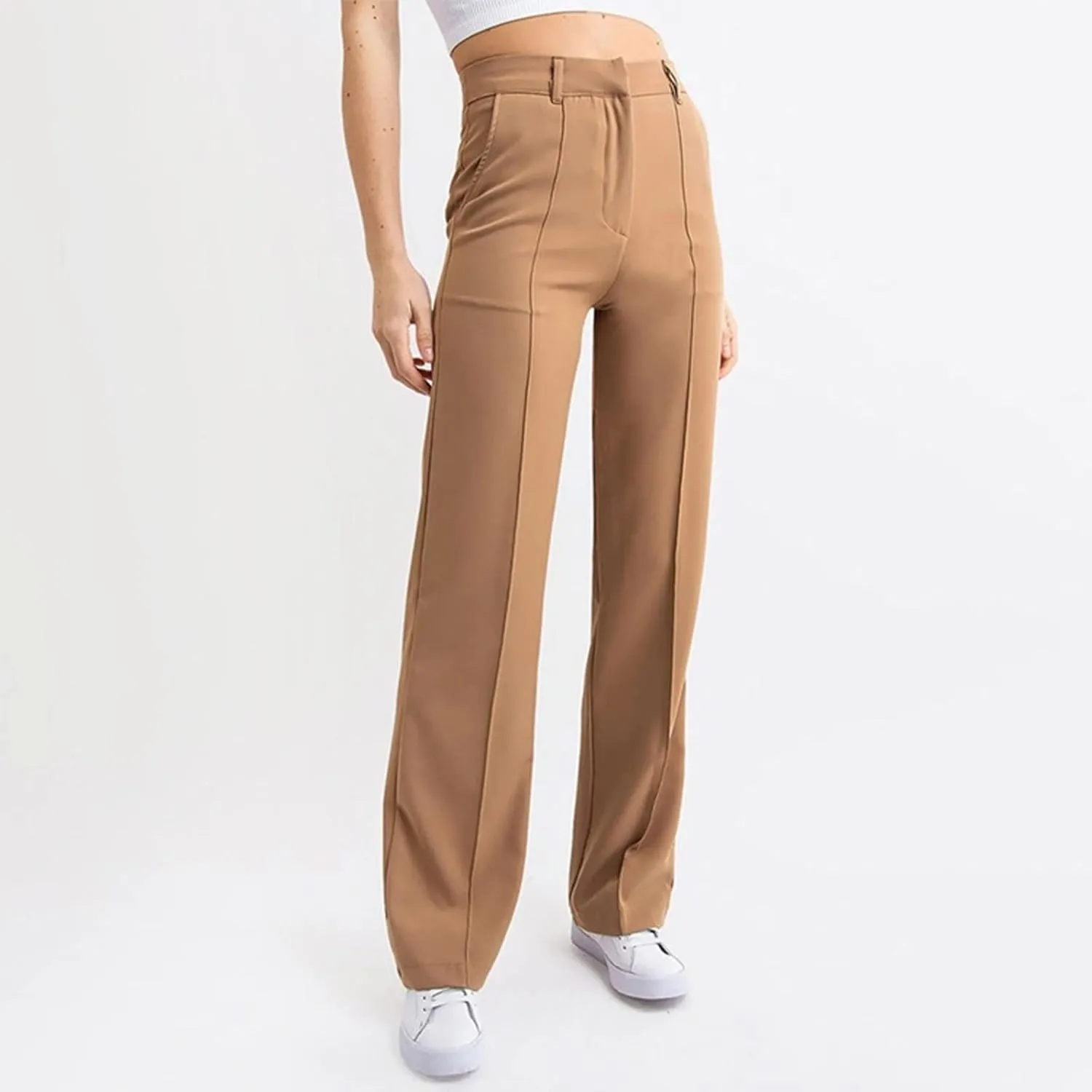 Women's Business Casual Pants Color Pants Fashion Straight-Leg Trousers Slim-Fit with Pockets Flowy Pants