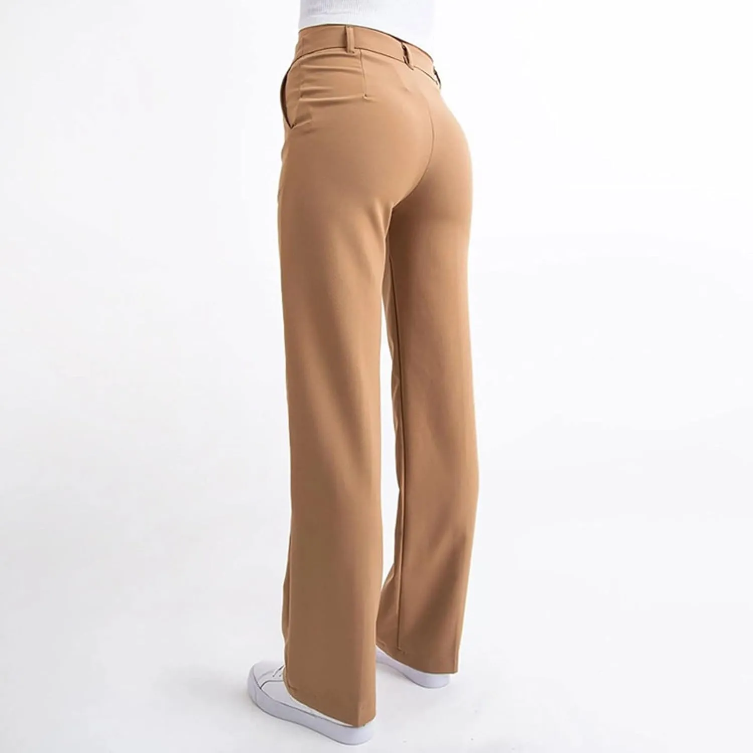 Women's Business Casual Pants Color Pants Fashion Straight-Leg Trousers Slim-Fit with Pockets Flowy Pants