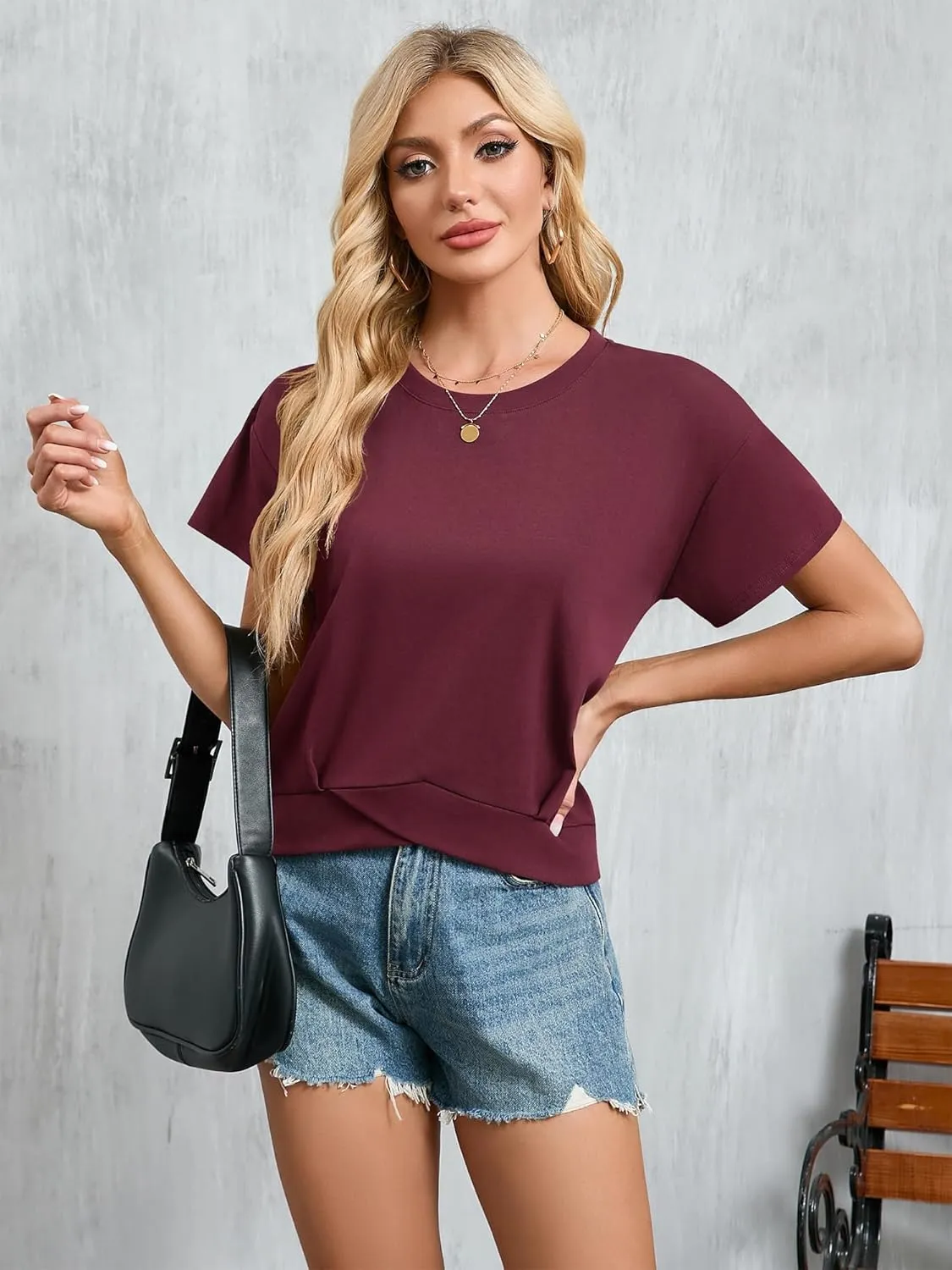 Women's Short Sleeve Cropped T Shirts Casual Boxy Workout Crop Tops Summer Loose Fit Solid Basic Tees