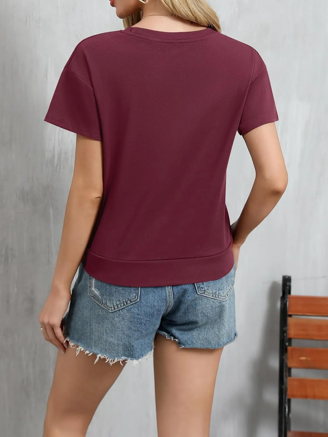 Women's Short Sleeve Cropped T Shirts Casual Boxy Workout Crop Tops Summer Loose Fit Solid Basic Tees