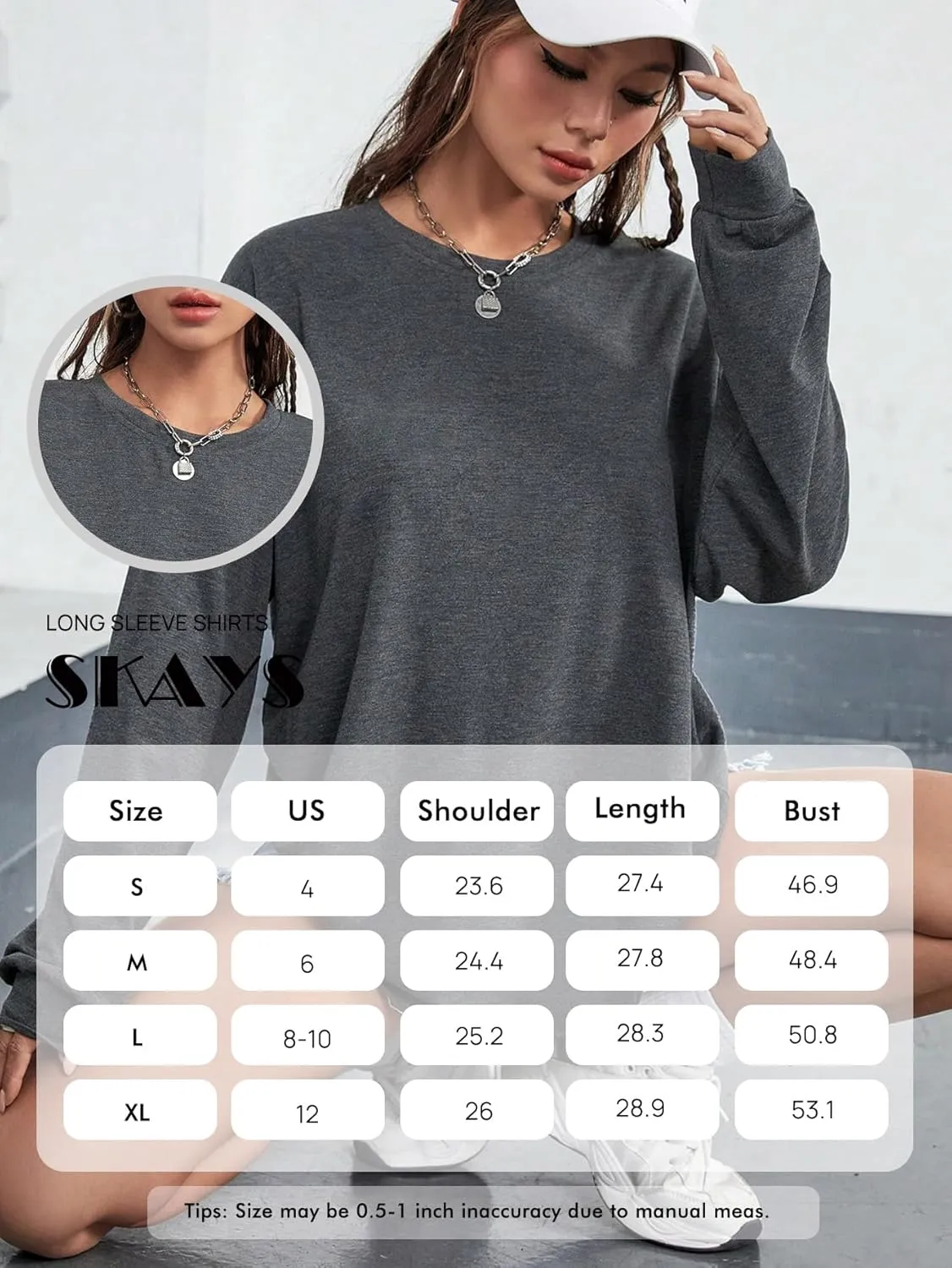 Womens Tops Long Sleeve Shirts Solid Drop Shoulder Tee Casual Basic Crewneck Tee Loose Blouses