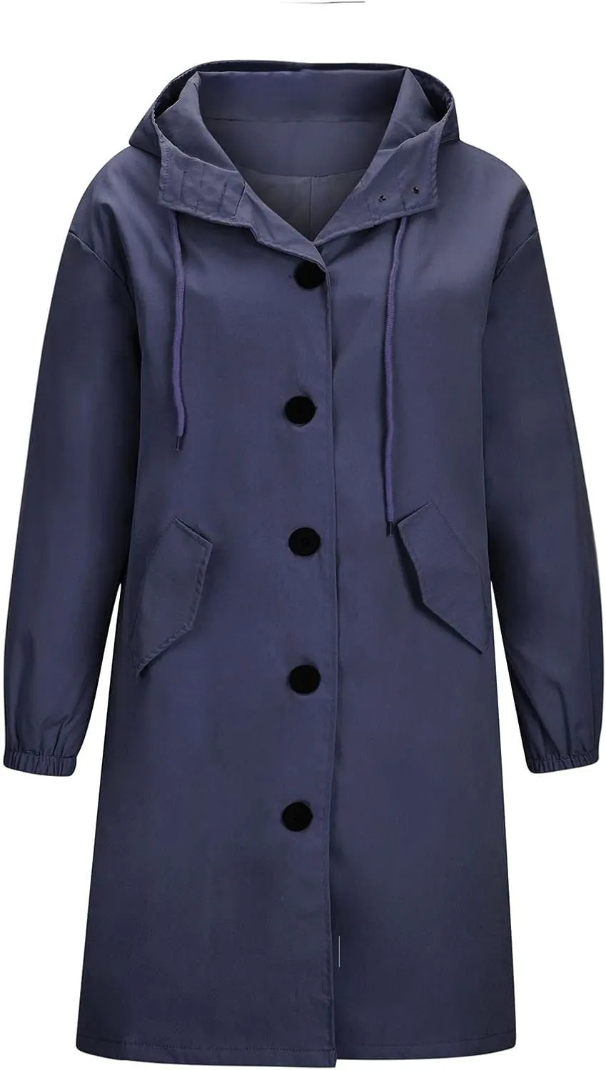 XUNRYAN Plus Size Women's Trench Jackets Rain Jacket Loose Hooded Oversized Elegant Windbreaker Comfortable Coat Outwear