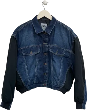ZARA Blue Denim Bomber Jacket UK M