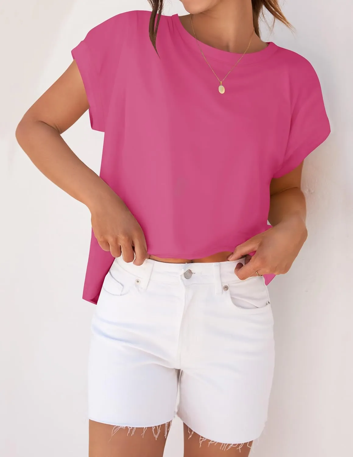 ZESICA Womens Summer Cap Sleeve Crewneck Tops Casual Loose Striped T-Shirts Basic Tees